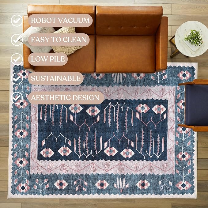 Washable Area Rug. Modern Farmhouse. Vintage. Turkish. Bohemian. Distressed. - Image 3