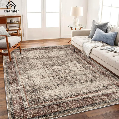 10'x14' Washable Area Rug Boho Chic Medallion Distressed Design Non-Shedding - Image 2