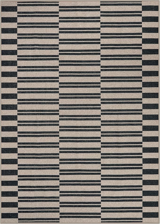 Lahome Striped Easy Jute Rug, 5x7 Outdoor Patio Rug Neutral Dining Room Rug - Image 8