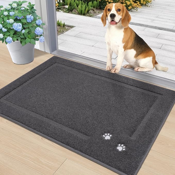 BEQHAUSE Dog Door Mat for Muddy Paws 24"x36" Dirt Trapper Absorbent Doormat Non by BEQHAUSE