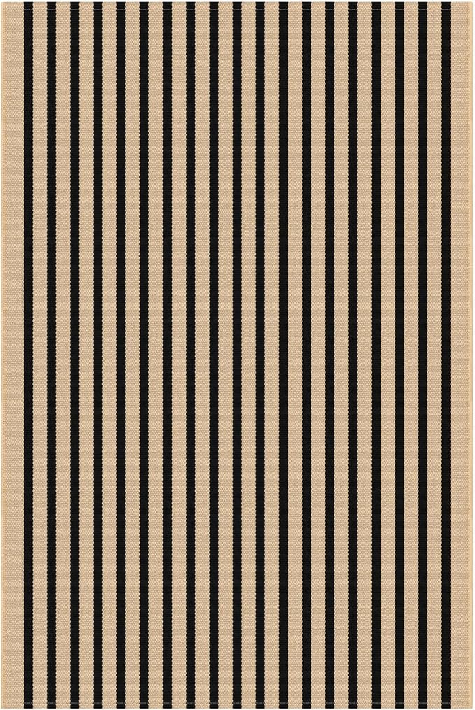 KOZYFLY 5x7 Ft Area Rug Striped Outdoor Rug Brown and Black Washable Indoor - Image 8