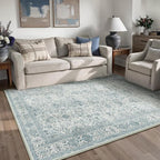 Vintage Area Rug 4x6 Blue Entryway Office Washable Carpet Non Slip Bedroom - Image 5
