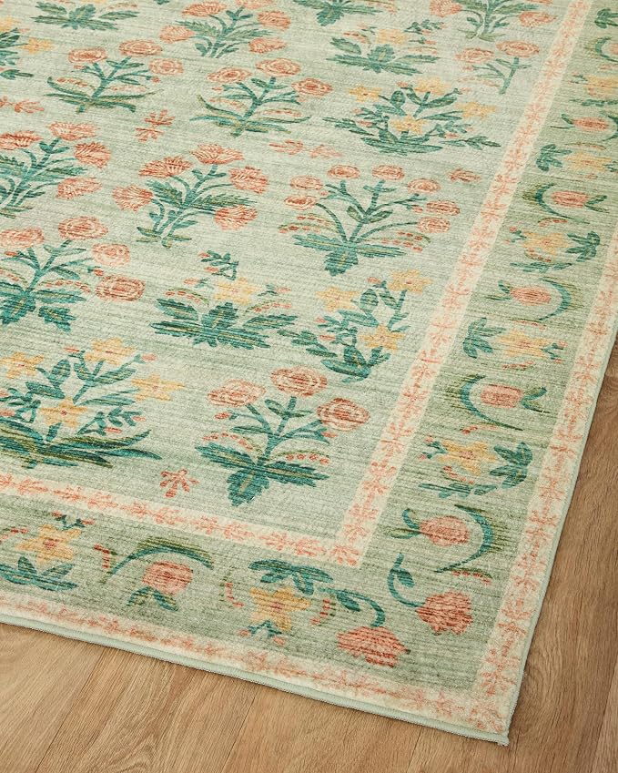 Loloi Rifle Paper Co. Eden Collection EDE-01 Mughal Rose Moss 2'-6" x 11'-6" - Image 7