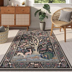 Rugcomf 3x5 Rug Vibrant Tree of Life-Patterned Vintage Non Slip Low Pile Small - Image 3