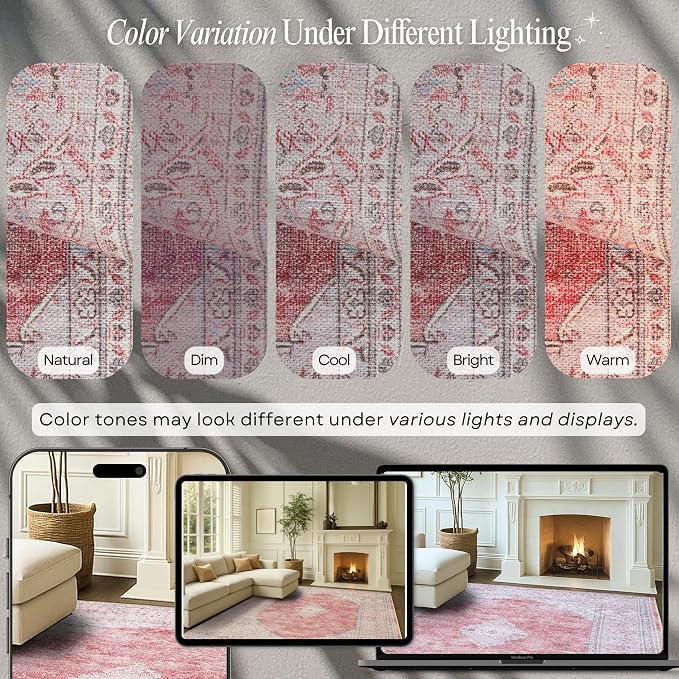Fame Rugs Turkish Rug. Washable Vintage Oriental Antique Inspired Traditional - Image 4