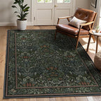 Bavni Floral Dark Green Area Rugs 5x7, Vintage Boho Carpet Machine Washable by BAVNI