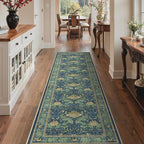 Bavni 2'6''x10 Runner Rug, Microfiber Washable Non-Slip Vintage Floral Rugs by BAVNI