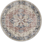 RUGGABLE Washable Vintage Area Rug – Kamran Royal Blue 8 ft Round, - Image 4