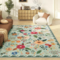 5x7 Washable Rug for Living Room, Non Slip Low Pile Soft Flower Carpet by ARKIIKI
