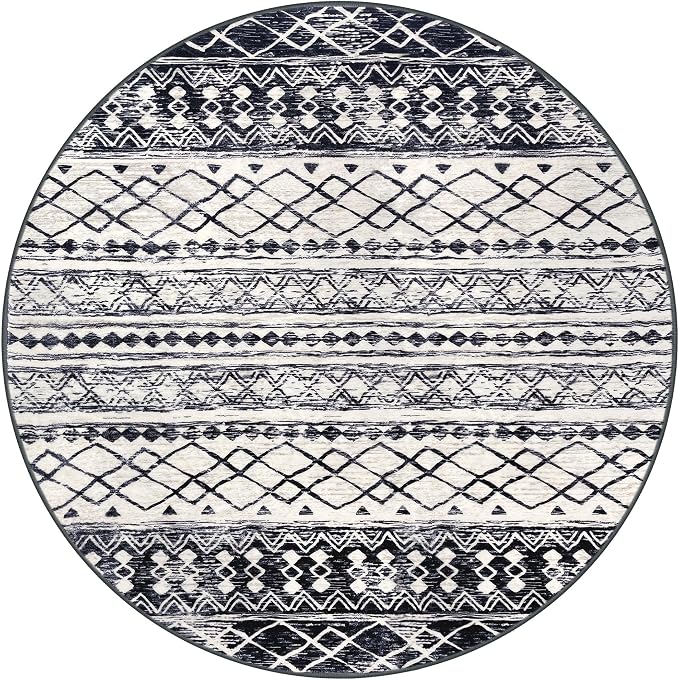 KUTA 6Ft Round Boho Rug for Living Room, Moroccan Washable Circle Area Rugs Non - Image 8
