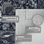 KILOCOCO Area Rug 3x5 Entryway Rug Washable Printed Vintage Floral Rubber - Image 4