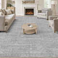12x15 Area Rug Living Room: Washable Large Vintage Grey Rug Neutral Non-Slip by NakagishiAreaRug