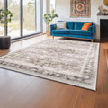 Washable Neutral Farmhouse Living Room Rug, 5x8 Area Rugs by HazoHaus