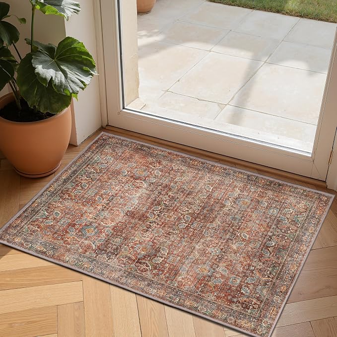GENIMO 2x3 Area Rugs for Living Room, Machine Washable Non Slip Vintage Rugs by GENIMO