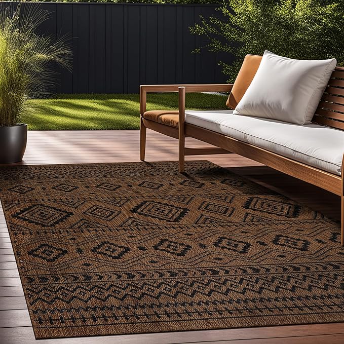 Beverly Rug Waikiki Boho Indoor Outdoor Rug 6x9, Washable Outside Carpet - Image 5