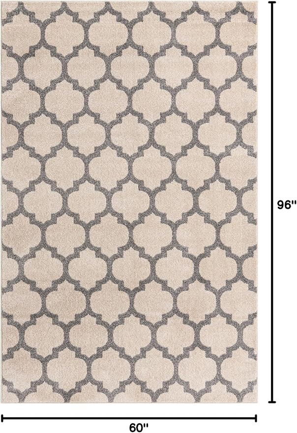 Rugs.com Lattice Collection Rug – 5' x 8' Beige Medium Rug Perfect - Image 2