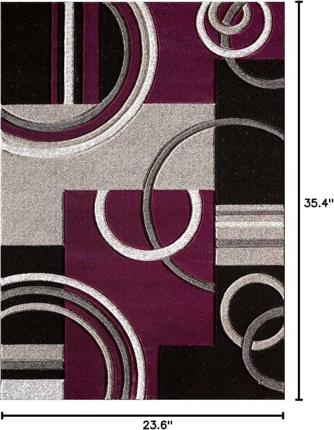 GLORY RUGS Area Rug 2x3 Door Mat Purple Geometric Soft Floor Carpet - Image 2