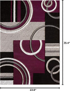 GLORY RUGS Area Rug 2x3 Door Mat Purple Geometric Soft Floor Carpet - Image 2