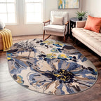 Rugshop Cream Bright Flowers Non Slip Non-Shedding Oval Area Rug - Image 8