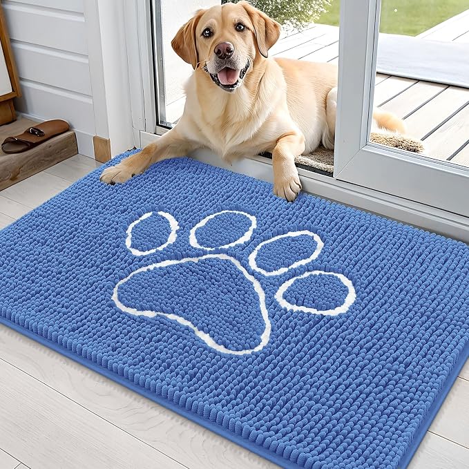 OLANLY Dog Door Mat for Muddy Paws 36x24, Paw Print Design, Absorbs Moisture by OLANLY