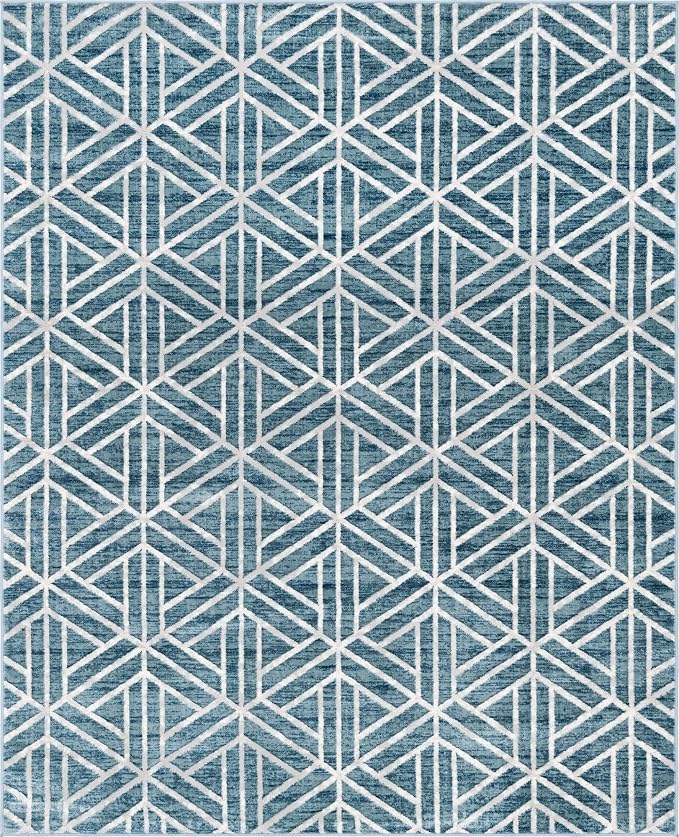 Rugs.com Lattice Trellis Collection Rug – 8' x 10' Blue Low-Pile Rug Perfect - Image 3