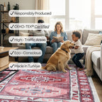 Fame Rugs Turkish Rug. Washable Vintage Oriental Antique Inspired Traditional - Image 6