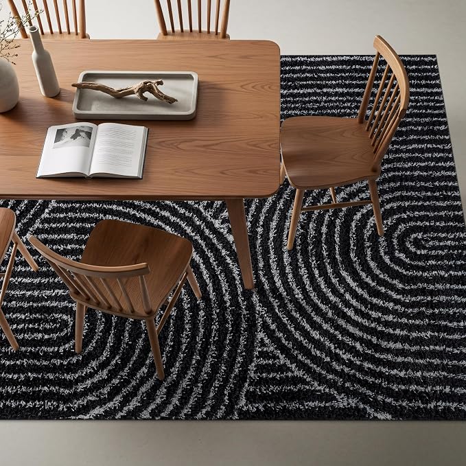 Rugshop Circles Arch Shag Area Rug Anthracite Dark Gray 5' x 7' Great - Image 7
