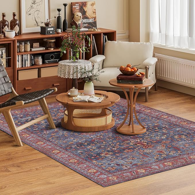 Washable Area Rug 8' x 10' Vintage Traditional Persian Mat - Image 2