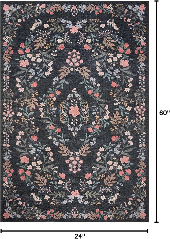 Loloi Rifle Paper Co. Maison Collection MAO-04 Tuileries Black 2'-0" x 5'-0" - Image 2