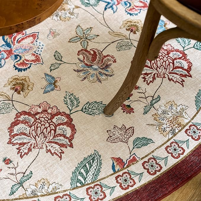 jinchan Elora 8ft Floral Round Rug - Image 6