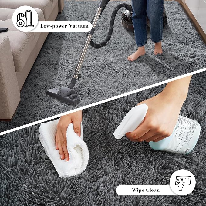 Fluffy Rug Shaggy Area Rug, Dark Grey 6x9 Area Rugs - Image 7