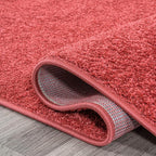 Eyely UES100E-5SQ Haze Solid Low-Pile Red 5' Square Area Rug, Pet Friendly - Image 3