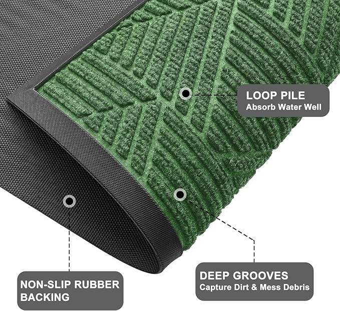 Kitinjoy Front Door Mat Outside Entrance, Sturdy Natural Dirt Trapper, Heavy - Image 4