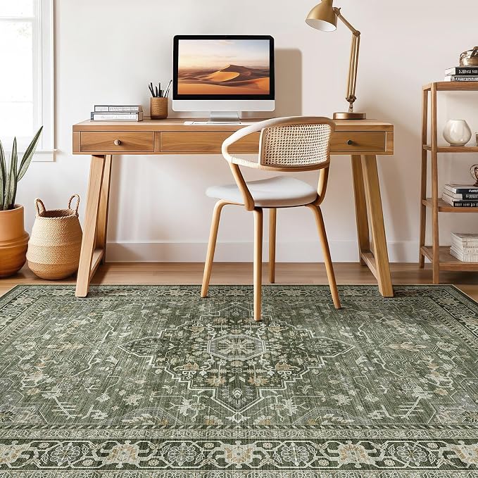 10x12 Area Rug Living Room: Washable Boho Large Neutral Vintage Soft Rugs Stain - Image 7