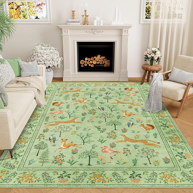DUKINO 6x9 Rug, Washable Animal Living Room Rug by DUKINO