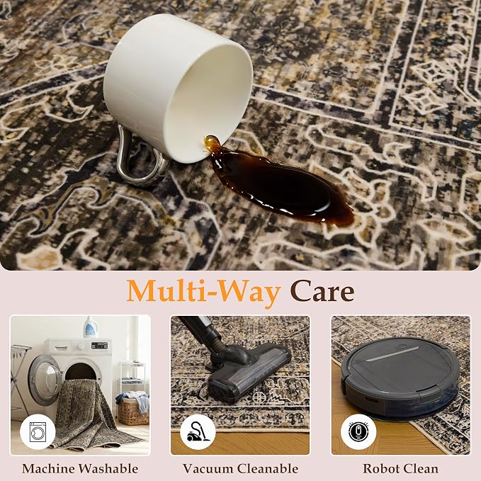 Washable 6x9 Area Rug for Living Room, Carpet for Bedroom Dining Room, Non - Image 7
