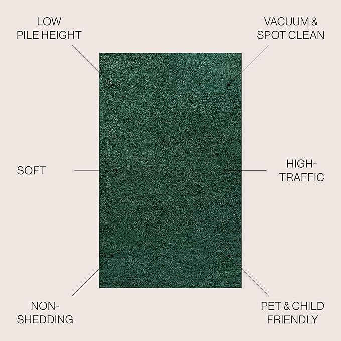 JONATHAN Y Haze Solid Low-Pile Emerald Indoor Area Rug 4x6, Minimalist - Image 2