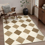 3x5 Checkered Area Rugs for Living Room Brown Machine Washable Large Rug - Image 3