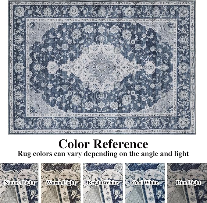 DUKINO 9x12 Area Rugs, Non Slip Distressed Living Room Rugs, Soft Large - Image 7