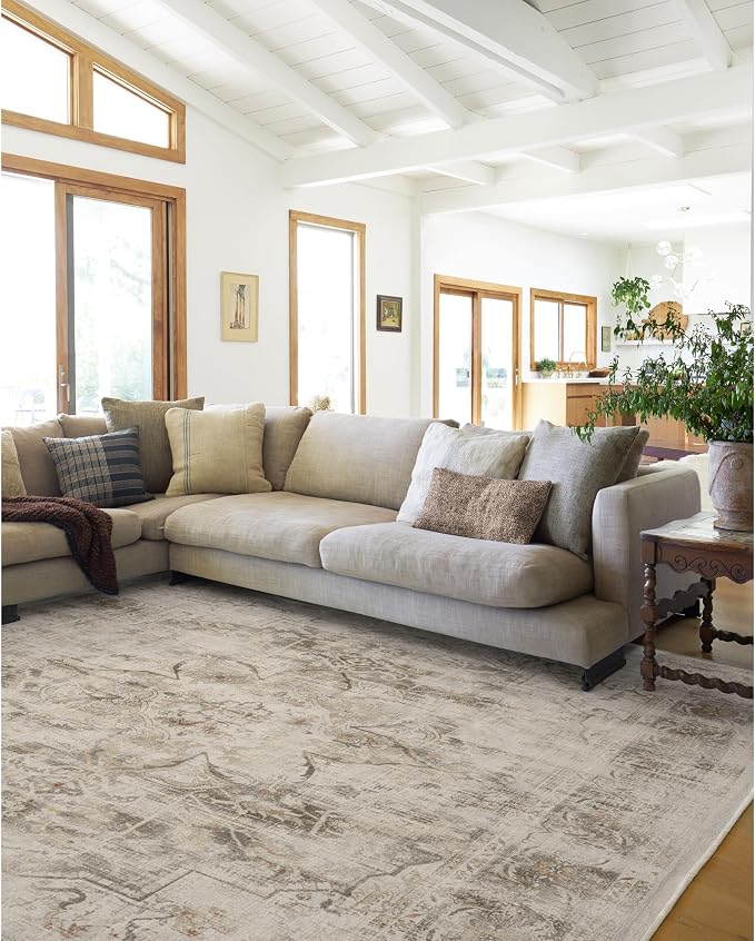 RUGGABLE Washable Vintage Area Rug – Sarrah Hazel 8x10, Stain-Resistant by RUGGABLE