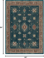 RUGGABLE Washable Vintage Area Rug – Verena Teal Blue 5x7, Stain-Resistant - Image 3