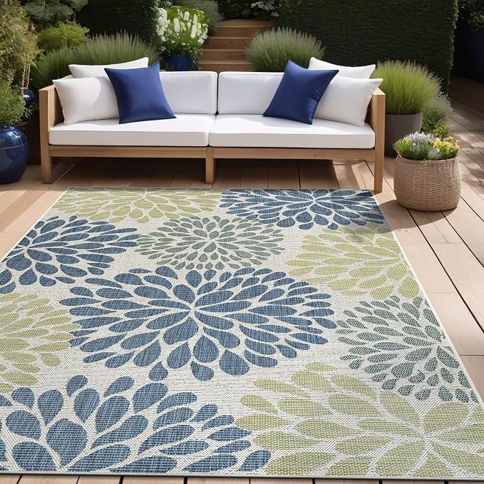 Beverly Rug Outdoor Rug 10x14 Modern Exotic Tropical Leaf Area Rugs by BeverlyRug