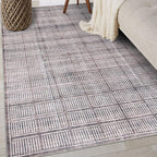 Rugshop Bohemian Stripe Lines Washable Non Slip Area Rug 3' x 5' Brown by Rugshop