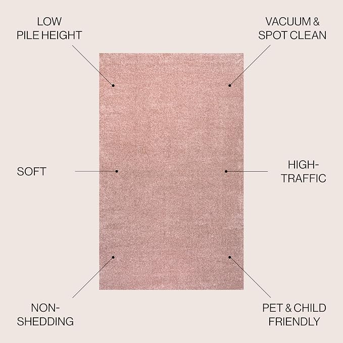 JONATHAN Y Haze Solid Low-Pile Pink Indoor Area Rug 10x14, Minimalist, - Image 2
