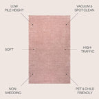 JONATHAN Y Haze Solid Low-Pile Pink 8' Round Indoor Area Rug, Minimalist - Image 2