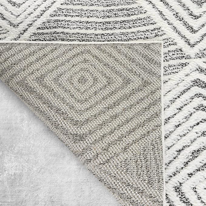 Antep Rugs Palafito 8x10 Geometric Shag Diamond High-Low Pile Textured Indoor - Image 5