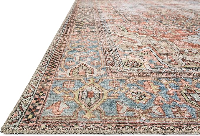 Loloi Loren Collection LQ-15 Terracotta/Sky 7'-6" x 9'-6" Area Rug - Image 7