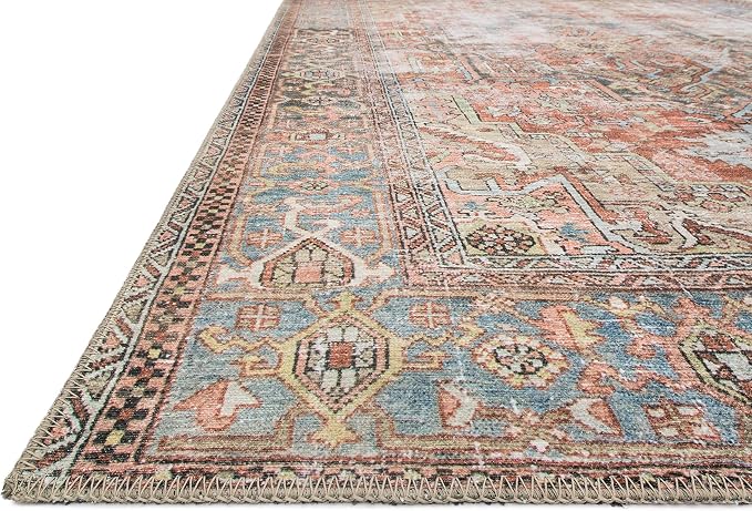 Loloi Loren Collection LQ-15 Terracotta/Sky 3'-6" x 5'-6" Accent Rug - Image 6