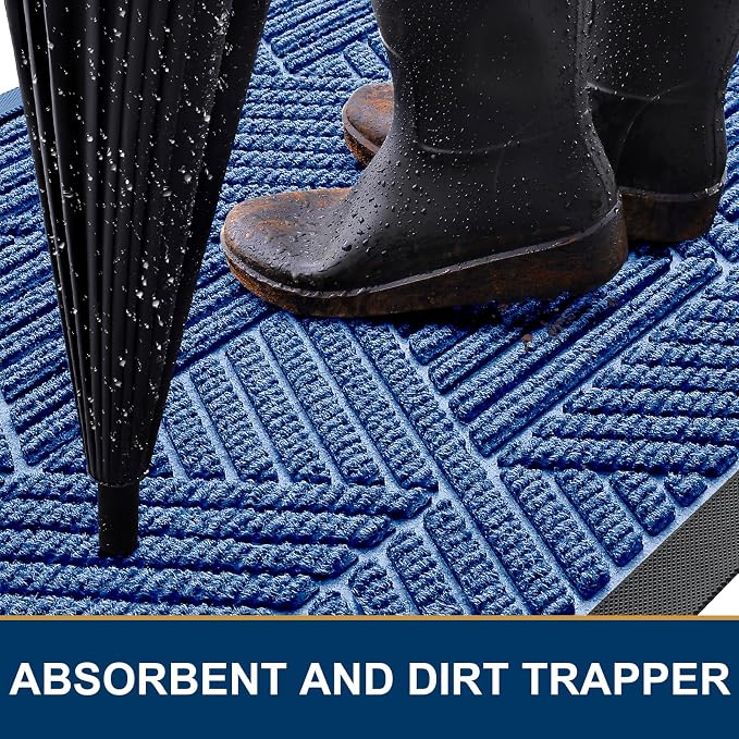 Kitinjoy Front Door Mat Outside Entrance, Sturdy Natural Dirt Trapper, Heavy - Image 3