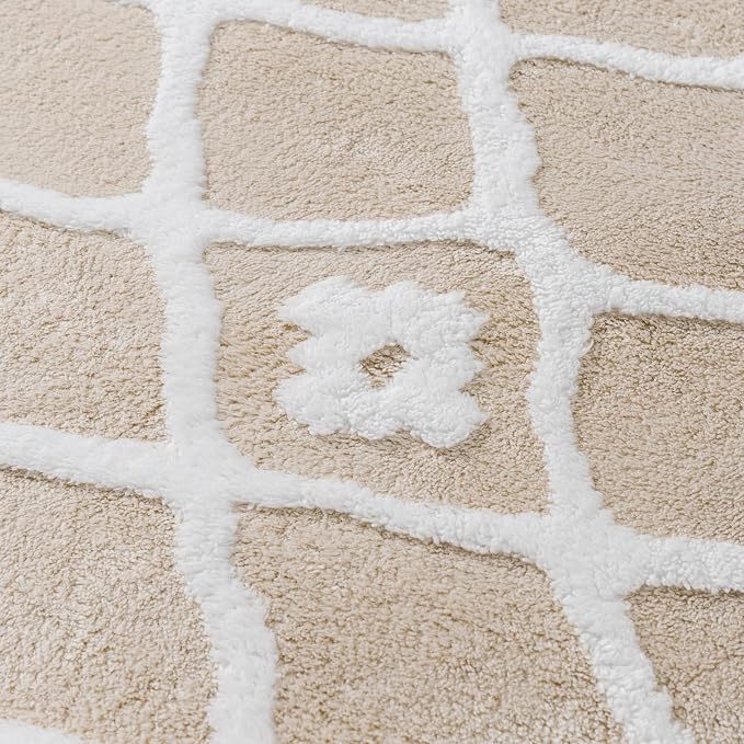 Ivory 5x7 Area Rug Moroccan Shag Living Room Washable Carpet Soft Non Shedding - Image 6